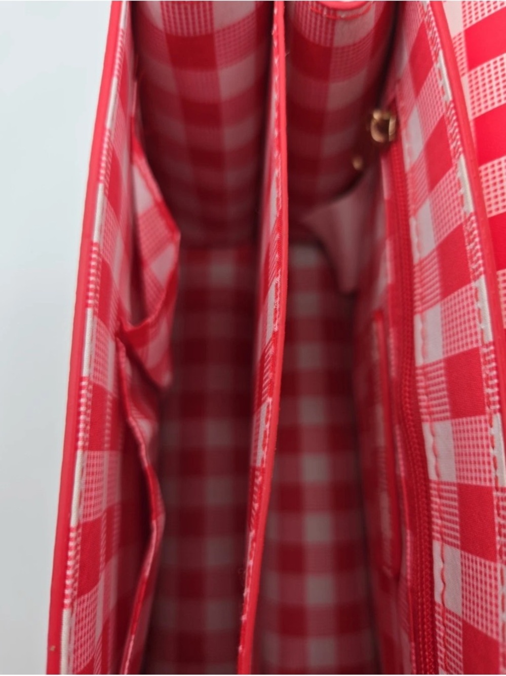 Betsey Johnson Red Gingham Strawberry Charm Crossbody Bag - Picture 15 of 16